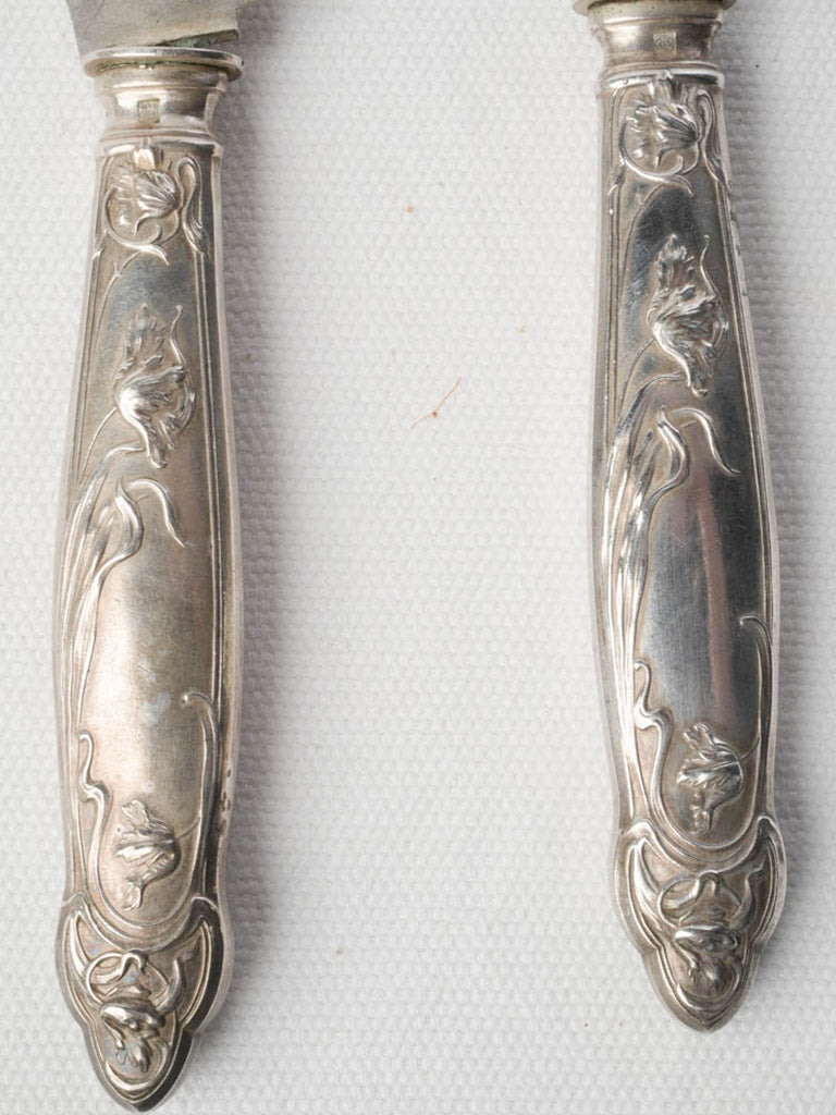 Circa 1900 French Art Nouveau Silver Plated Fish Serving Set