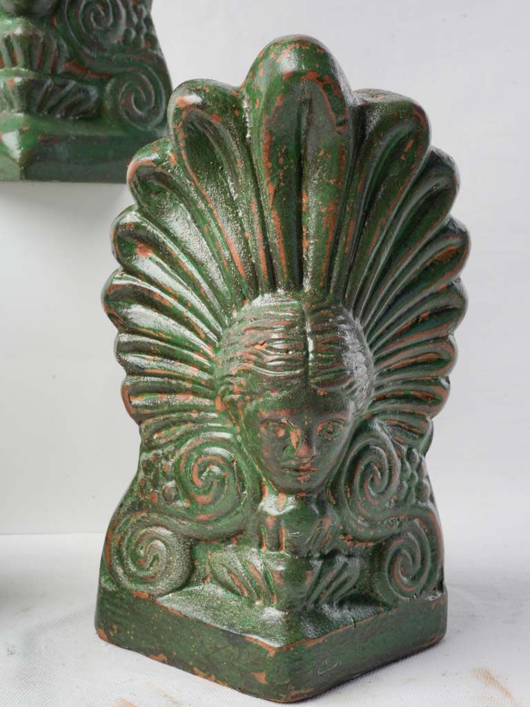 Elegant ceramic green finish finials  