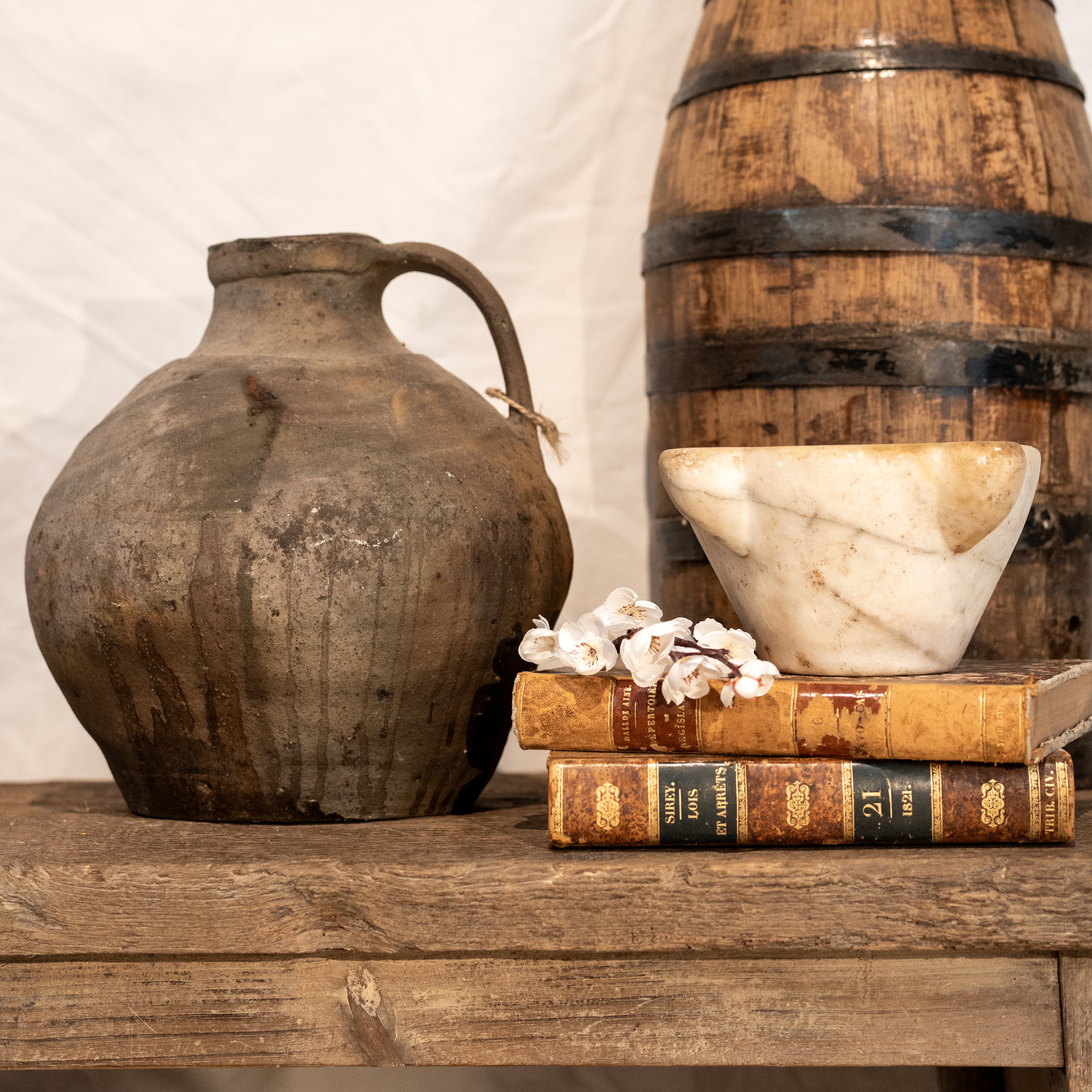 Rustic French brass and iron bottle
