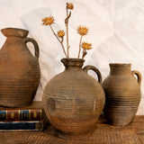 European demi-glazed terracotta vase