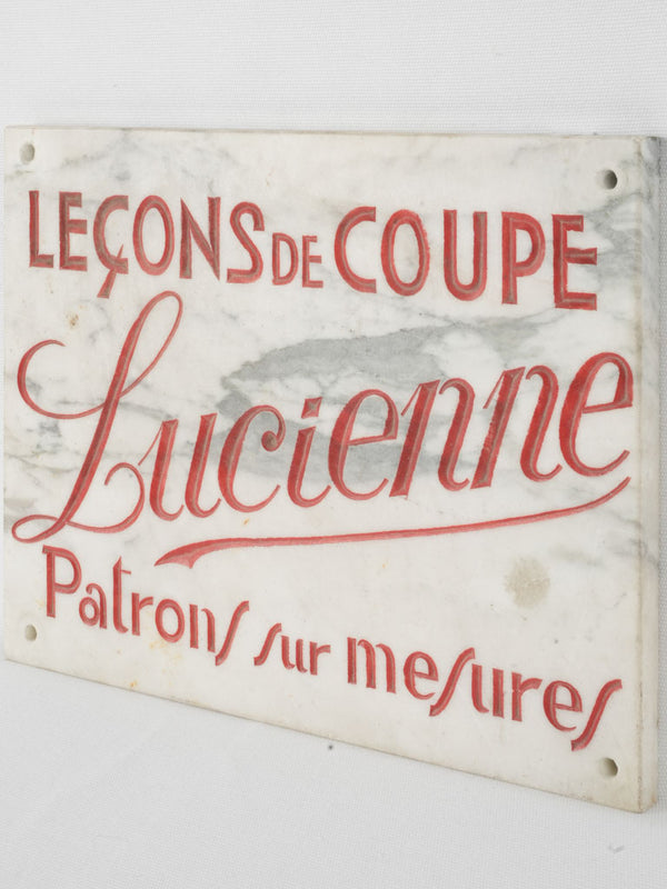 Antique French marble shop sign