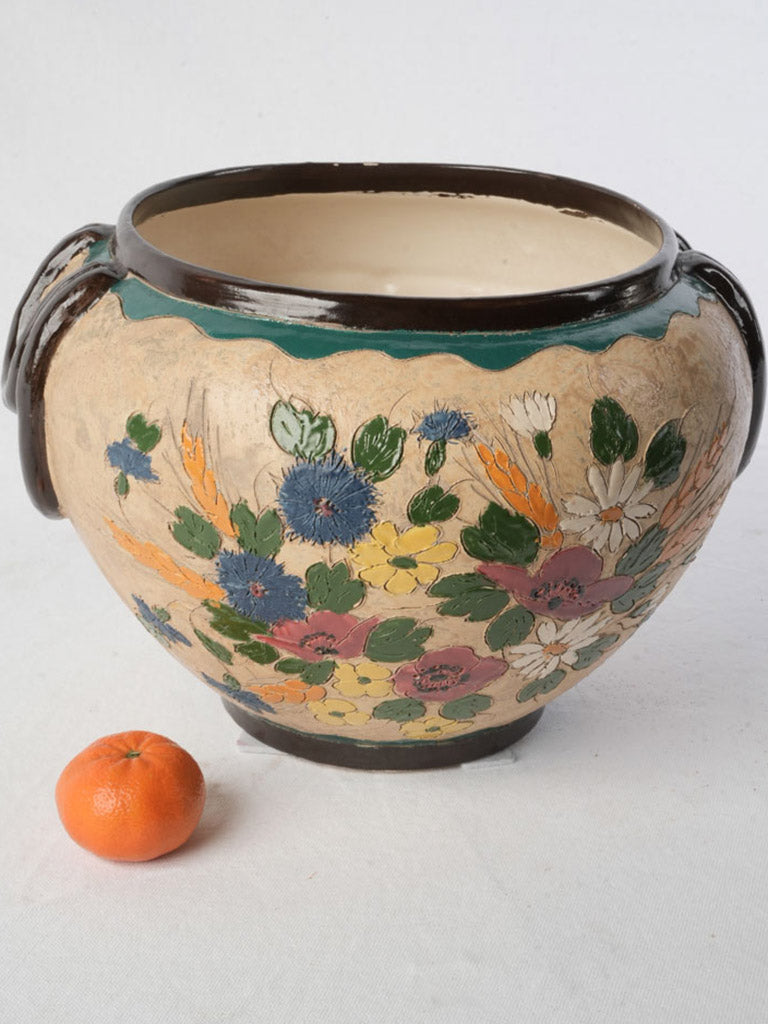 Antique earthenware sculptural garden receptacle  