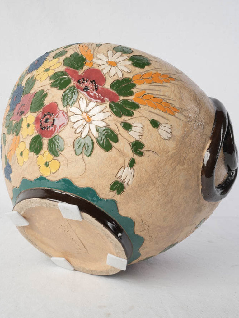 Cream-glazed interior garden cachepot