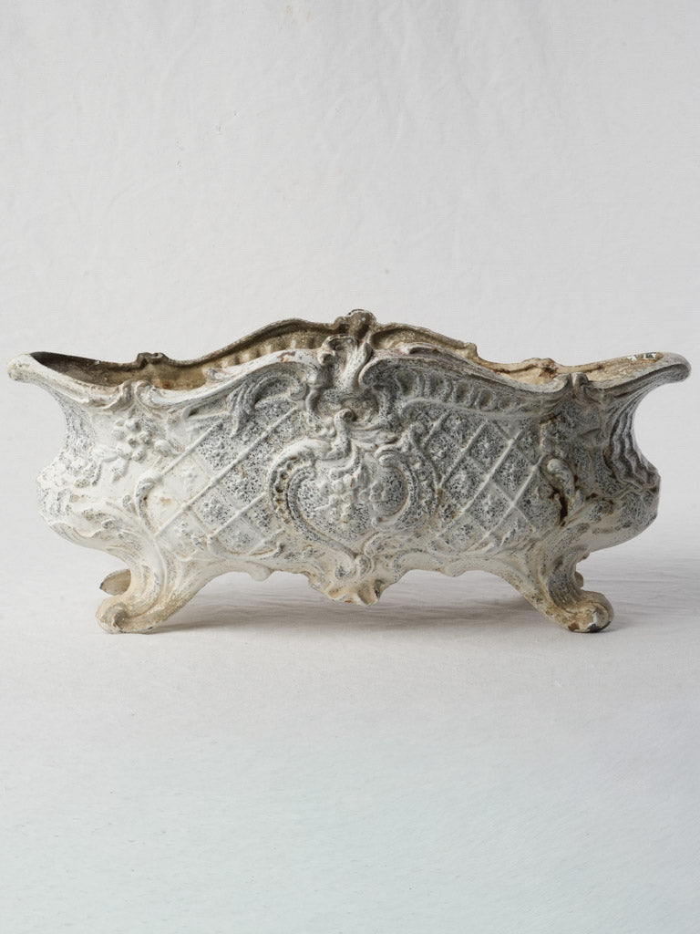 Antique French Cast Iron Jardinière w/ White Patina 19¾"