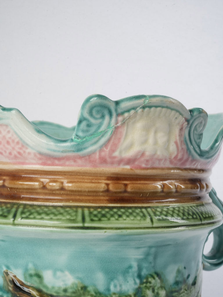 Warm ochre and rose jardinière