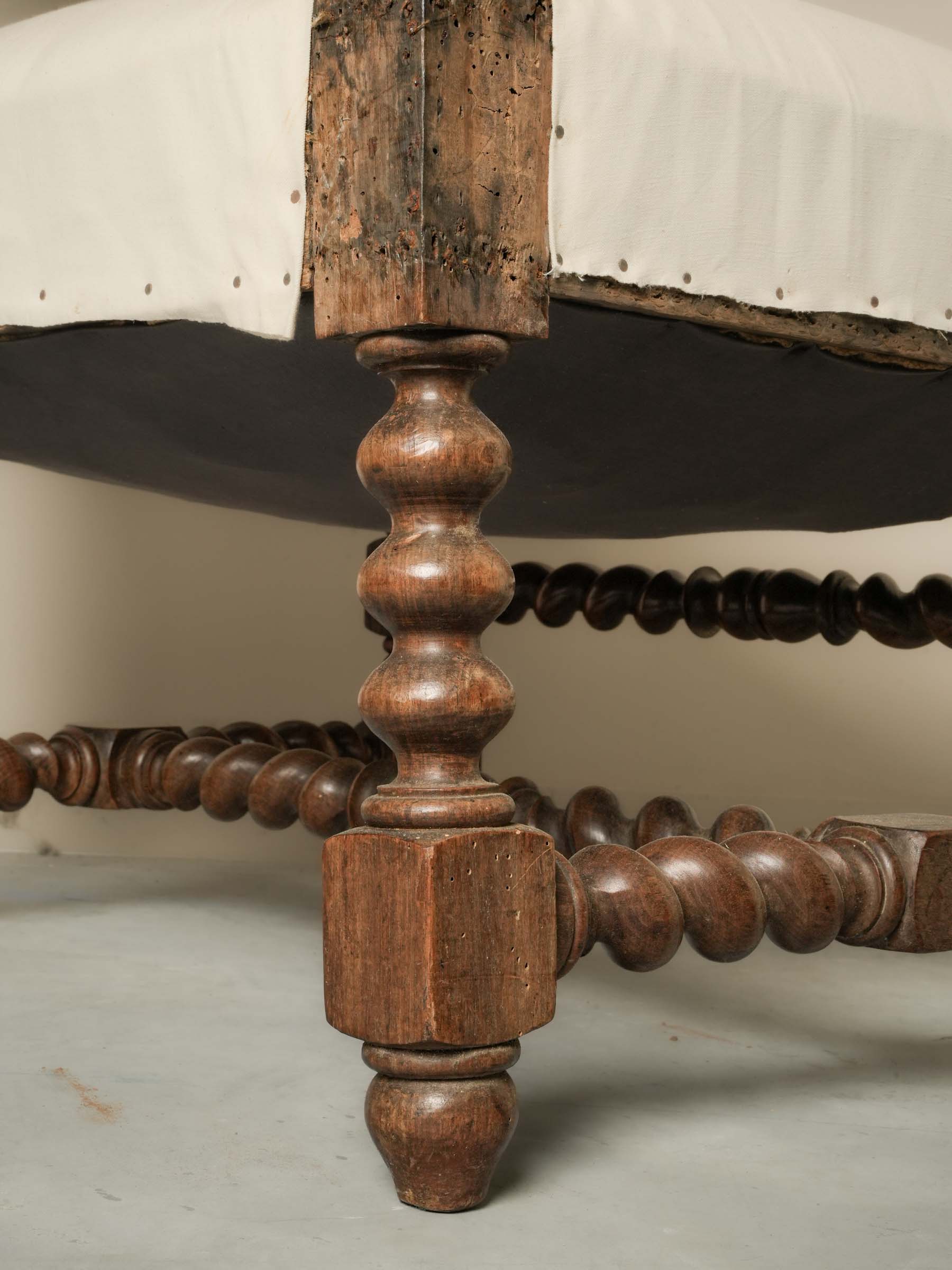 Antique French Louis XIII-Style Armchair, Ready to Upholster