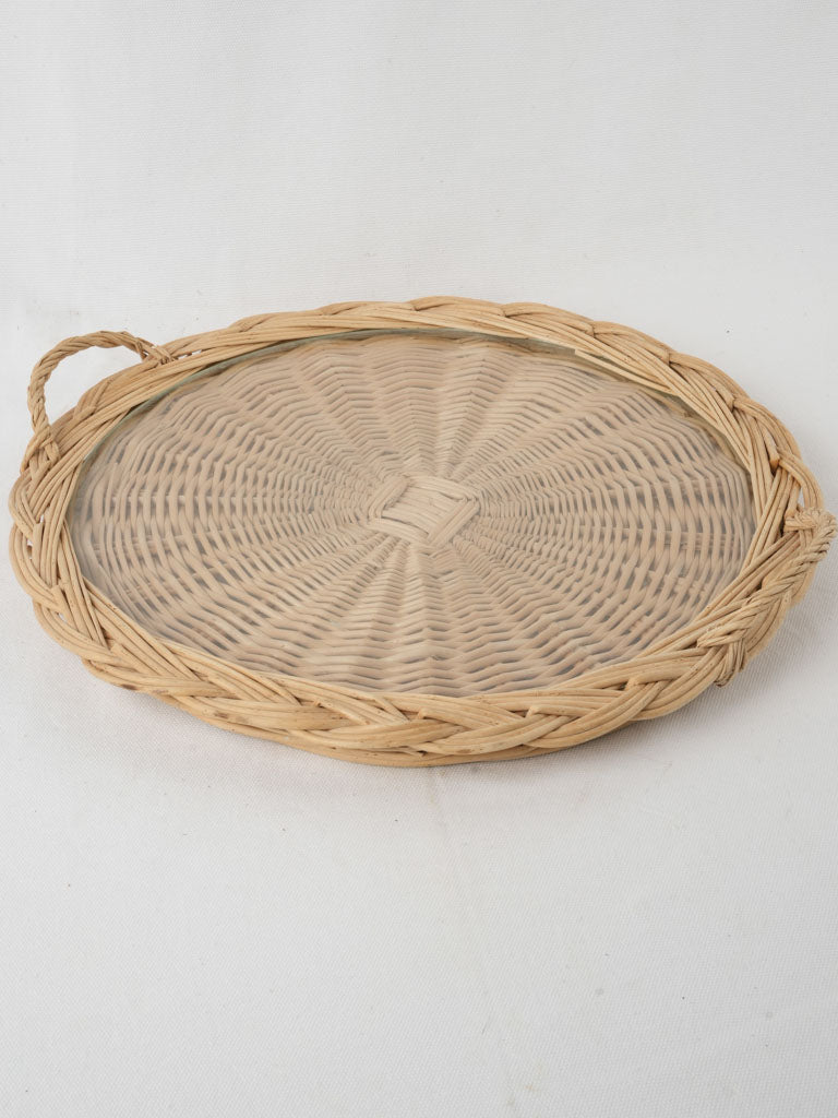Contemporary wicker glass tray