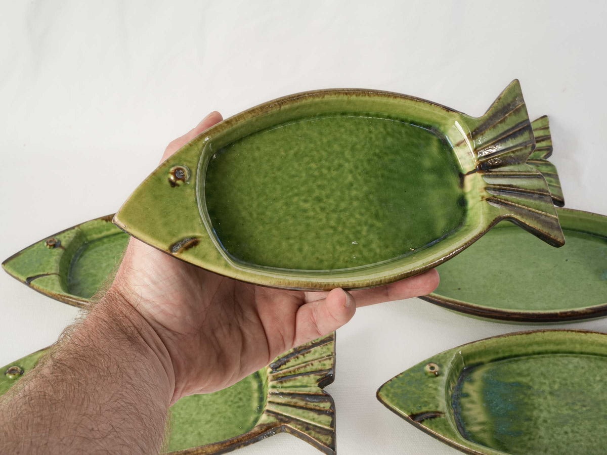 Textured sculptural fish motif dishes
