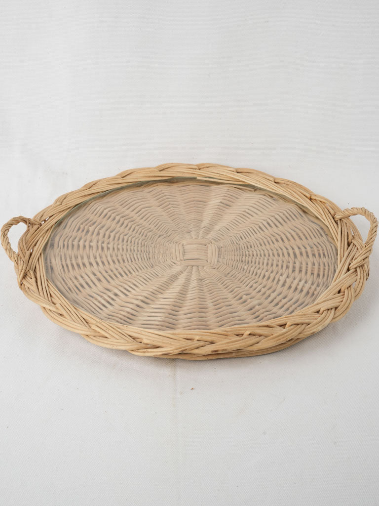 Practical wicker aperitif tray
