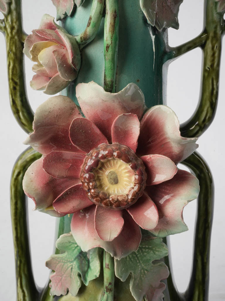 Colorful garden-inspired Art Nouveau vase  