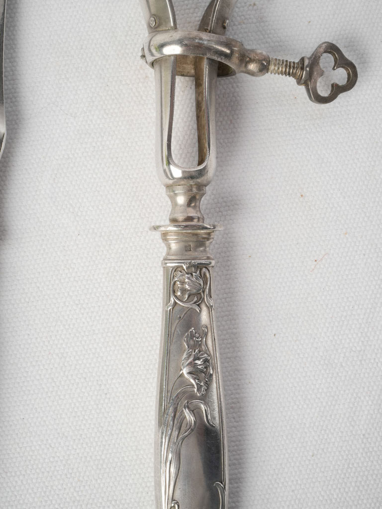 Early 20th-Century French Art Nouveau Silverplate Gigot Lamb Carving Set