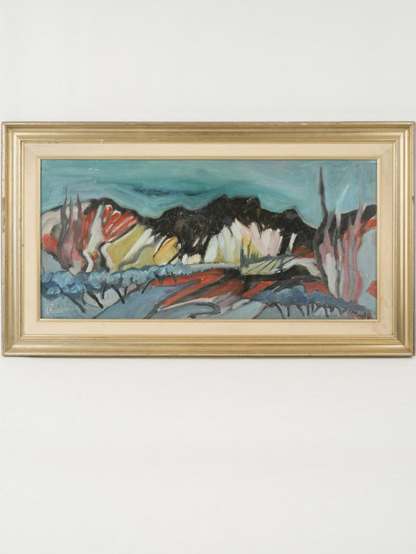 Mid-century abstract landscape oil painting