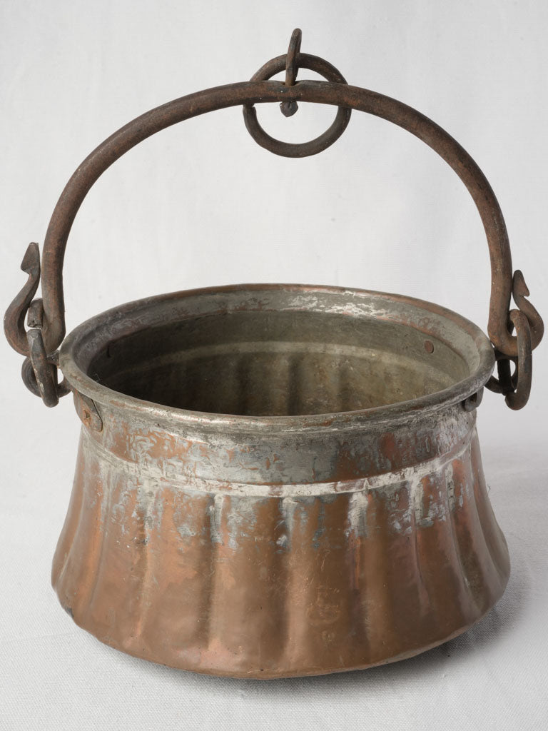 Antique French fluted cauldron