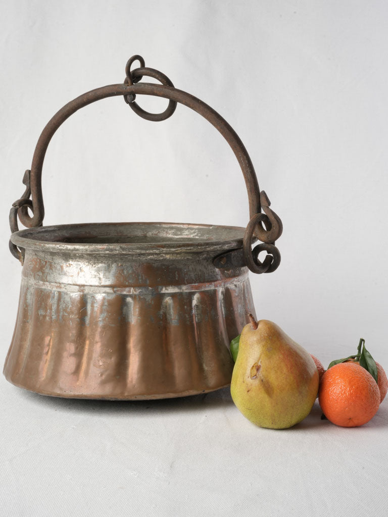 Vintage copper hearth cauldron