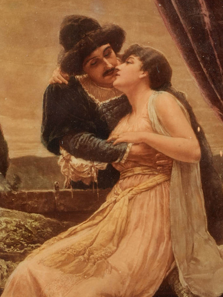 Hand-colored chromolithograph couple  