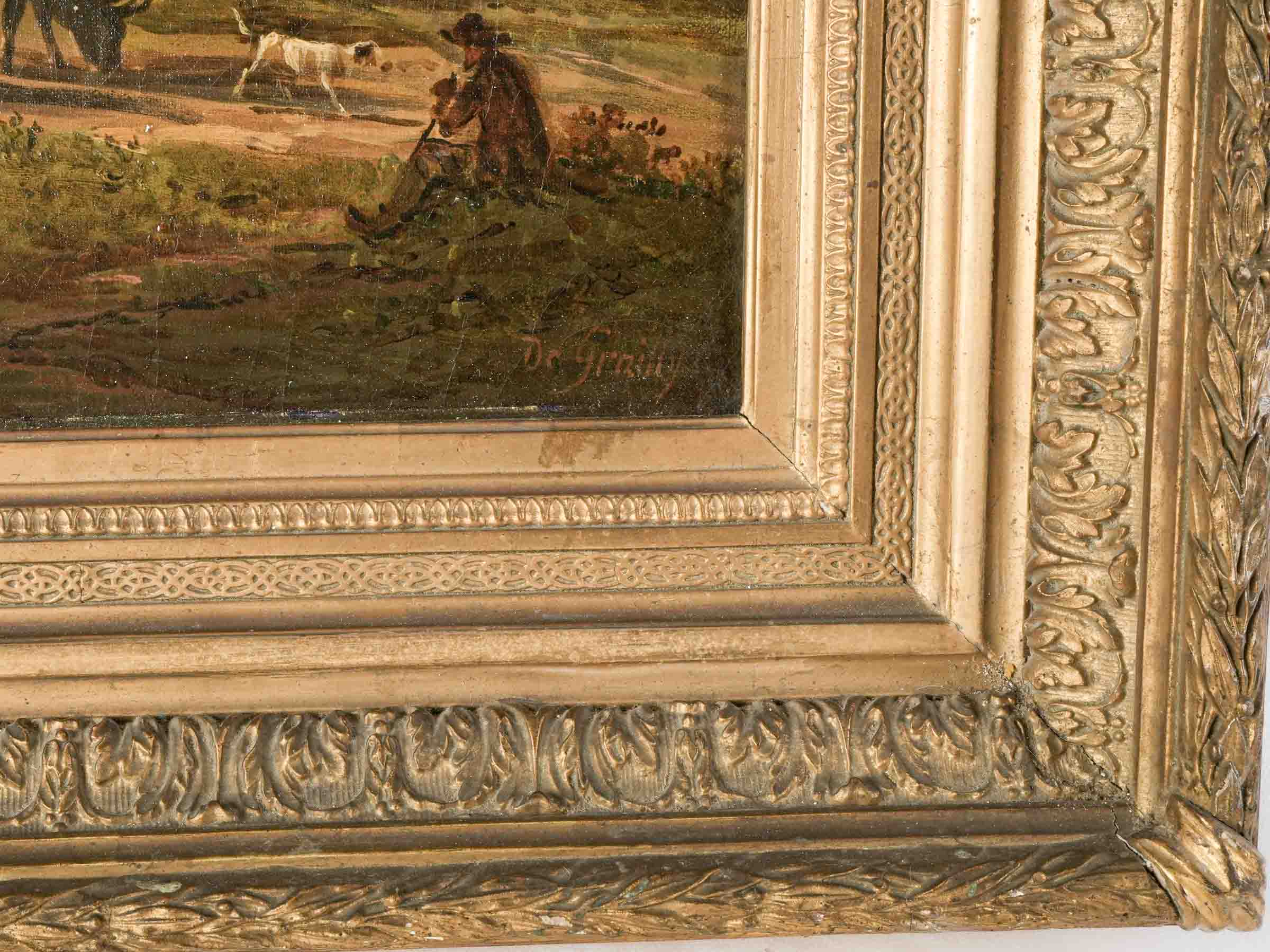 Large Pastoral Landscape, Oil on Canvas signed De Grailly, 19th Century - 31½" x 35½"