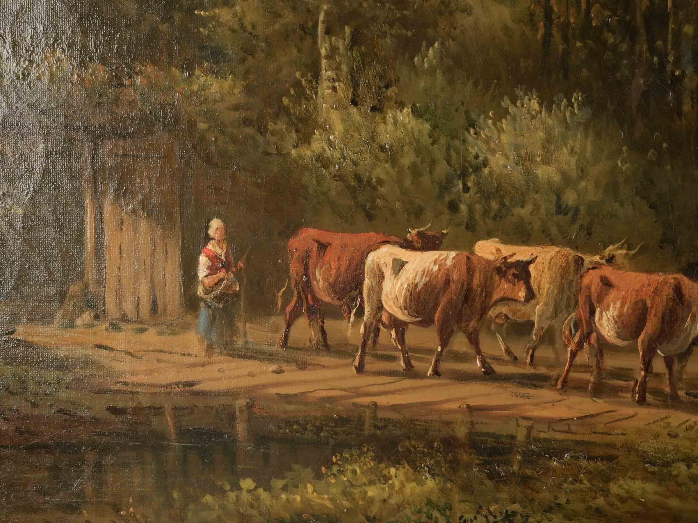 Large Pastoral Landscape, Oil on Canvas signed De Grailly, 19th Century - 31½" x 35½"