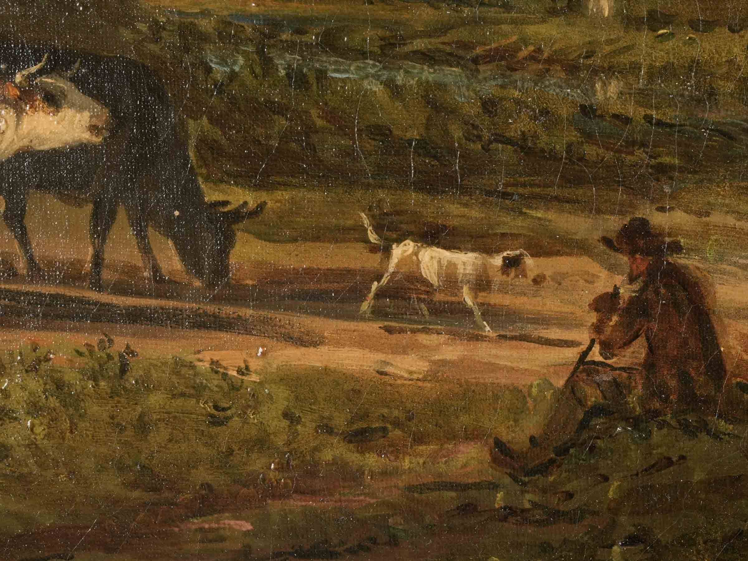 Large Pastoral Landscape, Oil on Canvas signed De Grailly, 19th Century - 31½" x 35½"