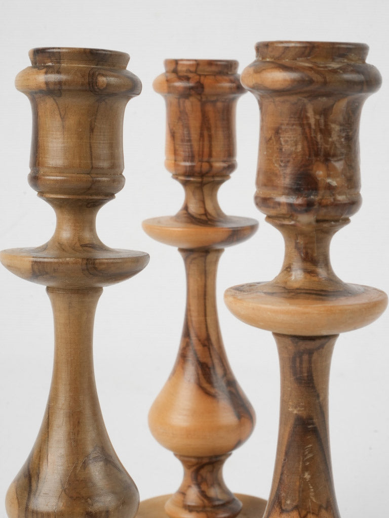 Timeless olive wood candlestick collection
