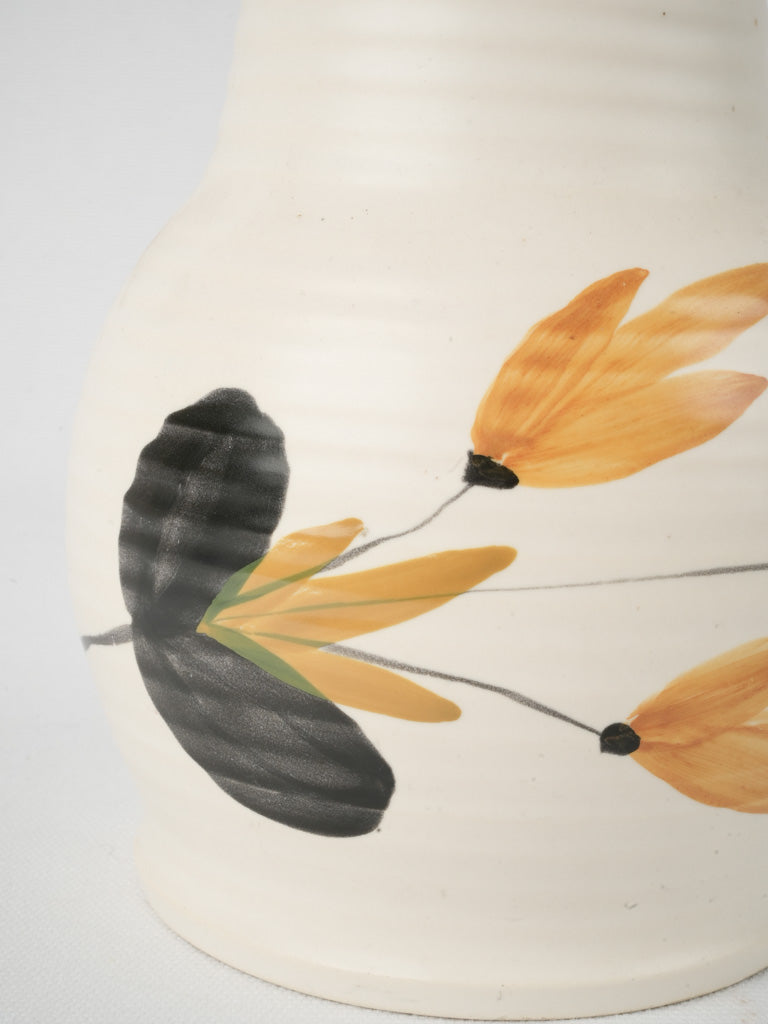 Rustic handpainted stoneware flower vase