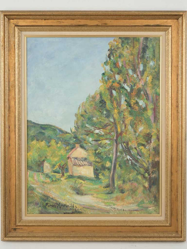 Vintage French countryside oil painting