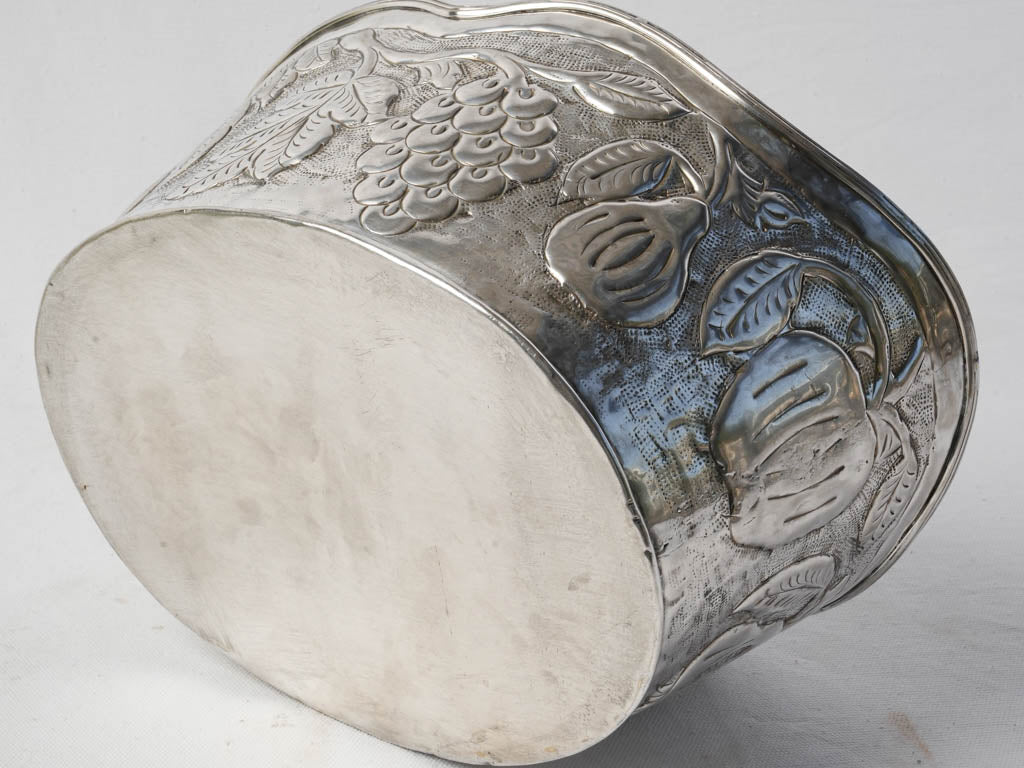 Textured artistic silver-plated cachepot