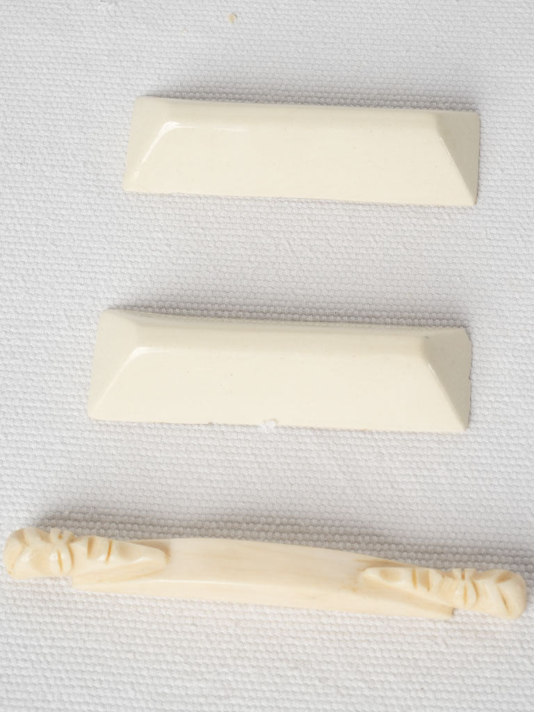 Endearing white antique rabbit knife rests