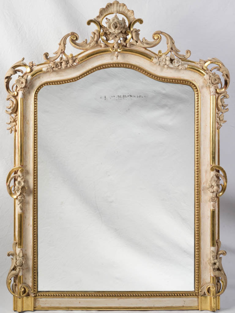 Romantic Late 19th-Century Rococo Revival Mirror in Ivory and Gold - 5