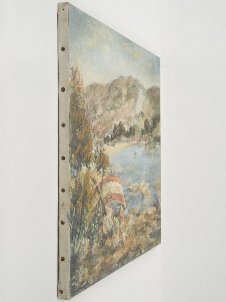 Authentic 20th-century French lakeside landscape