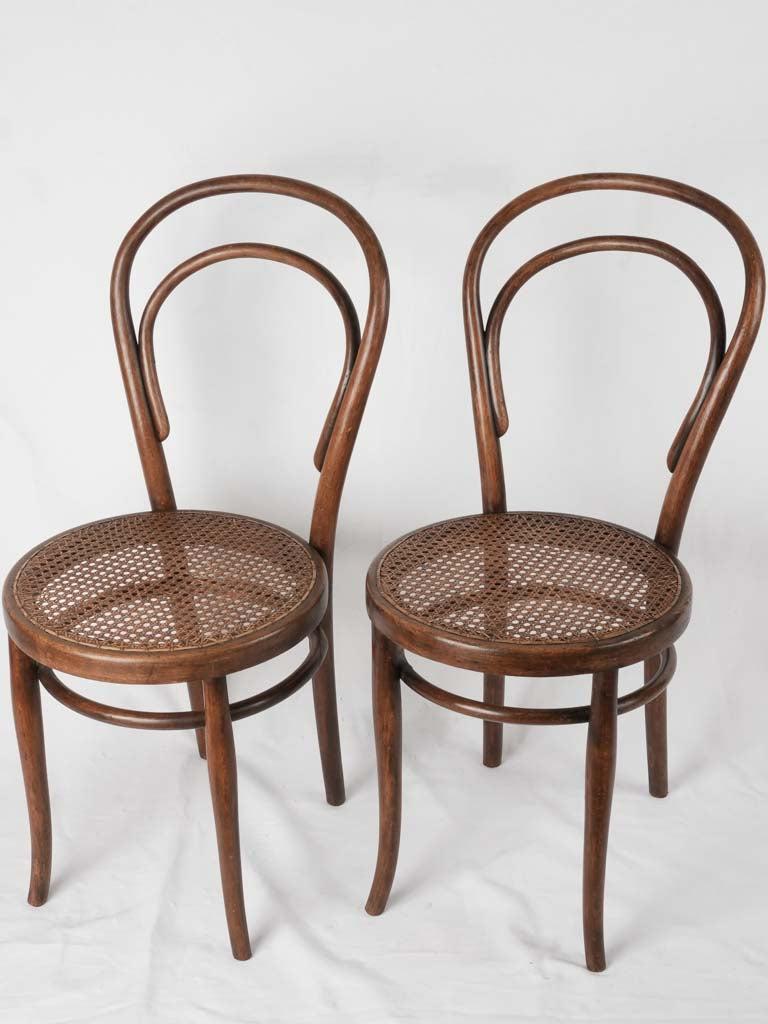 Set of antique French six bentwood bistro chairs
