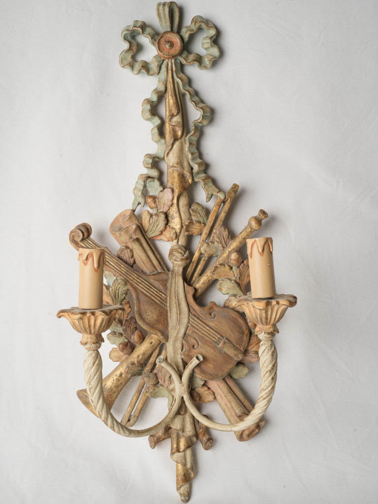 Mid-20th-Century Italian Two-Light Musical Trophy Sconce - 24½"