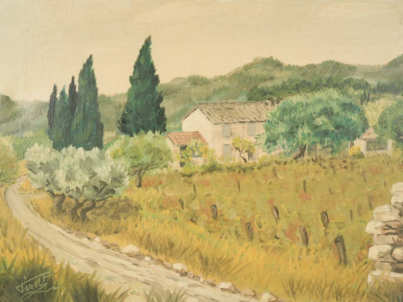 Charming unframed Provençal landscape painting