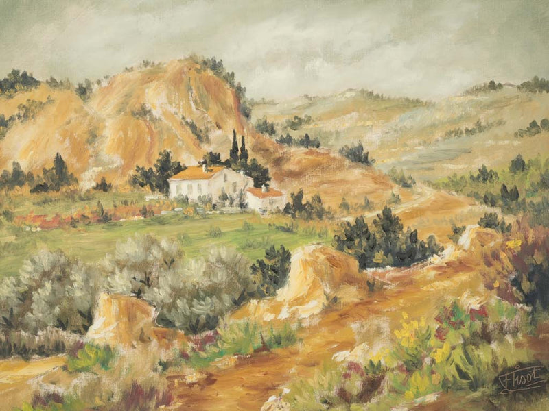 Authentic aged French Provençal landscape art