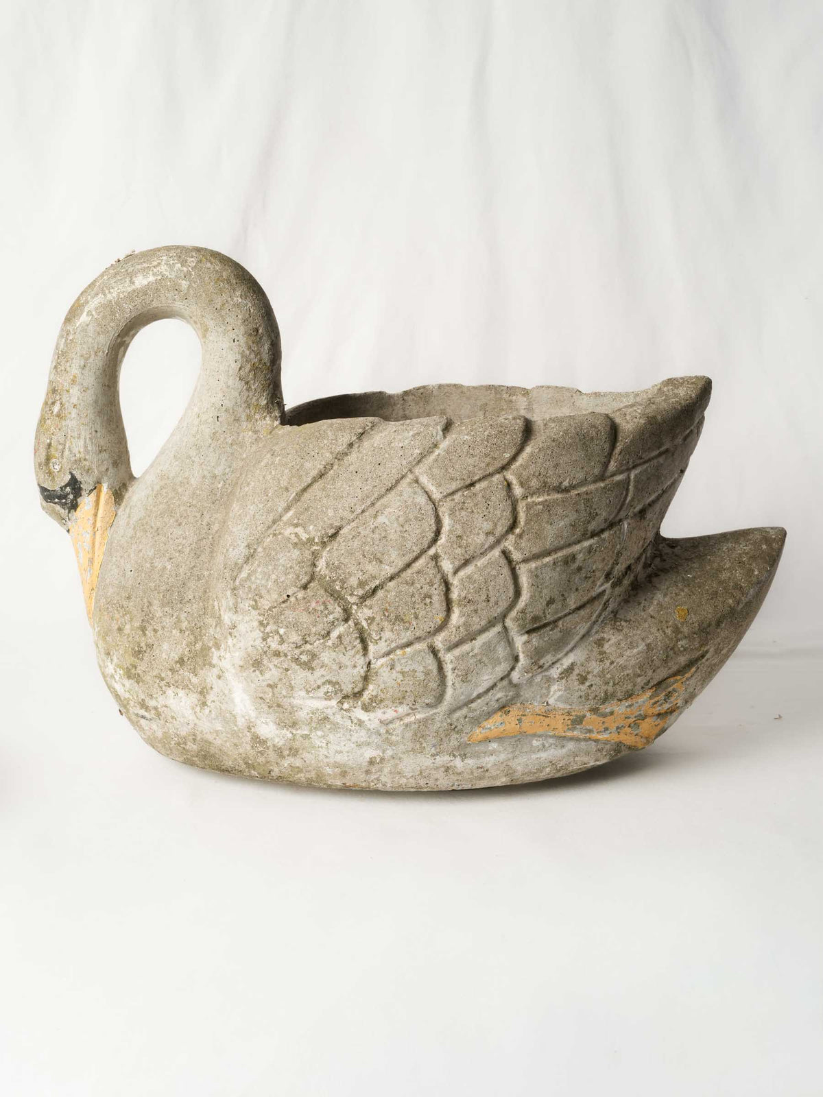 Elegant gray swan planter sculpture  