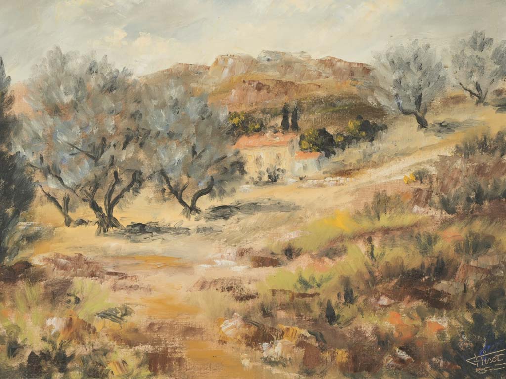 Provençal unframed red-roof house painting