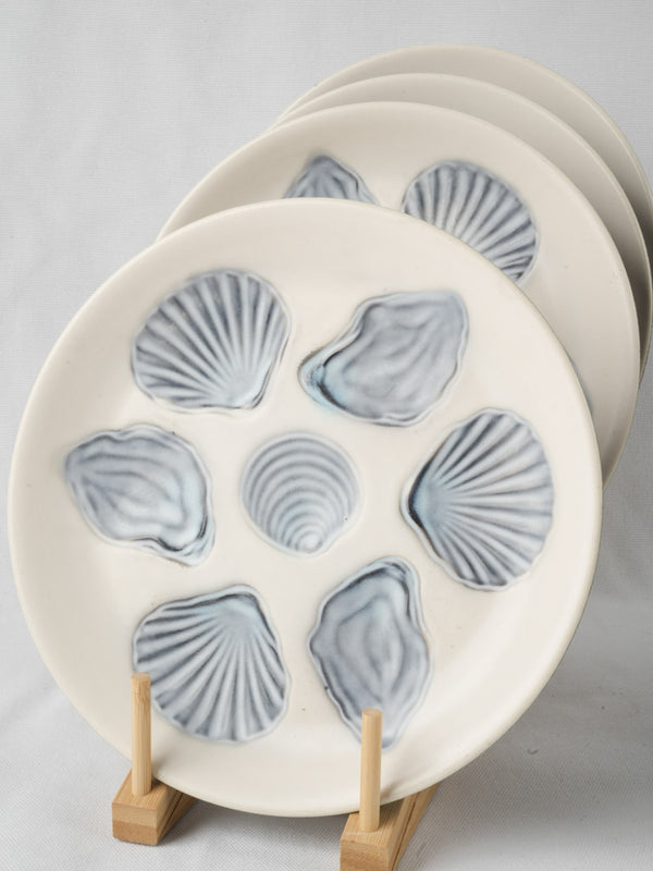Vintage French hand-painted oyster plates