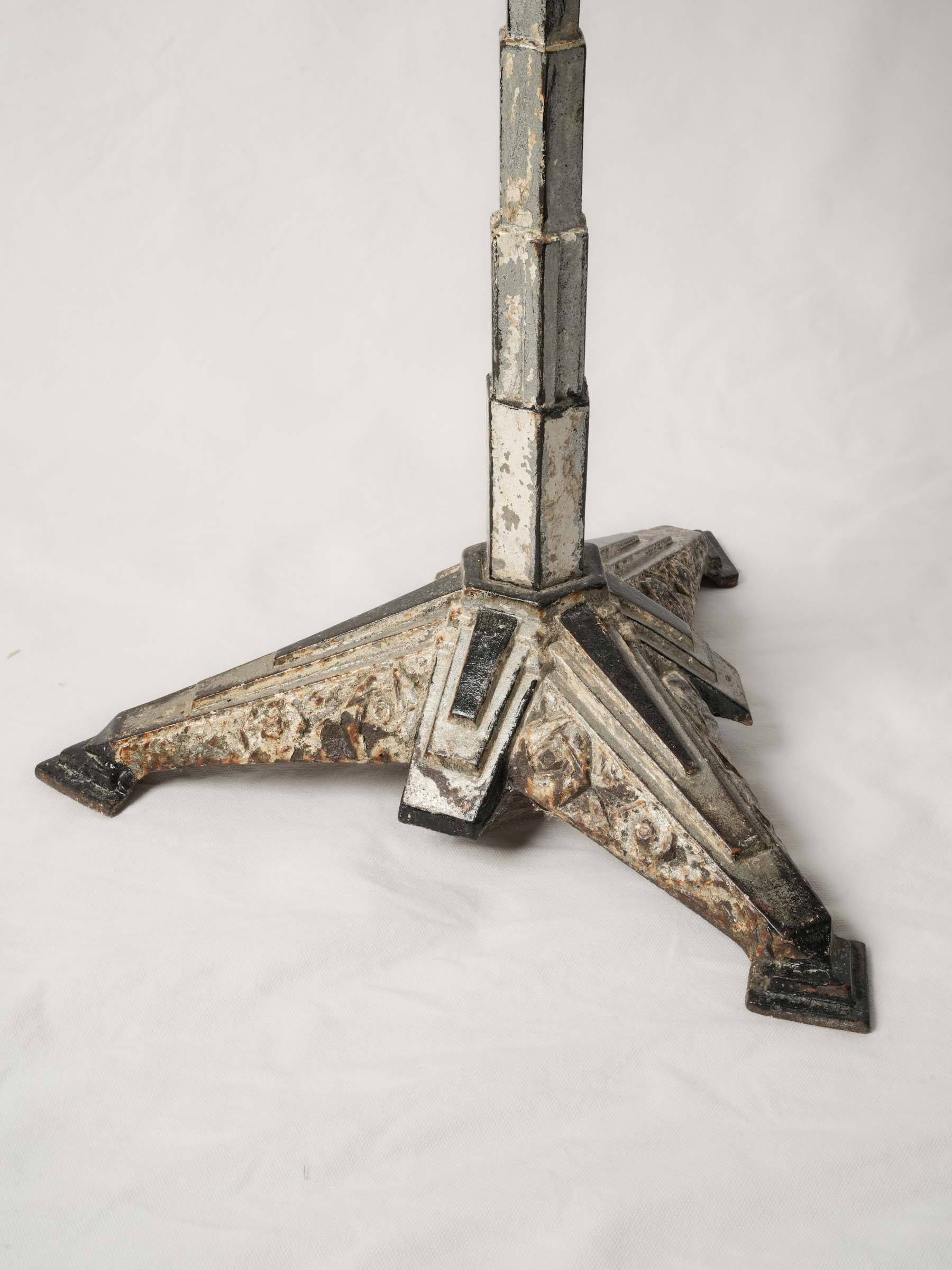 Rare Louis Vuitton Art Deco Cast-Iron Pedestal Table with Later Stone Top, France, c. 1930s - 27½" x 23¾"