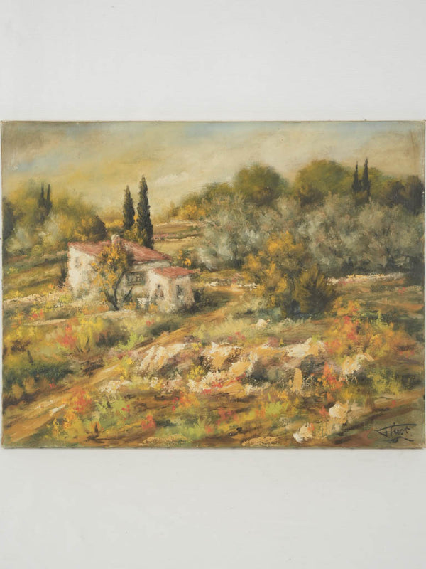 Charming French countryside oil-on-canvas landscape