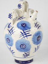 Vintage blue ceramic Mediterranean cruche