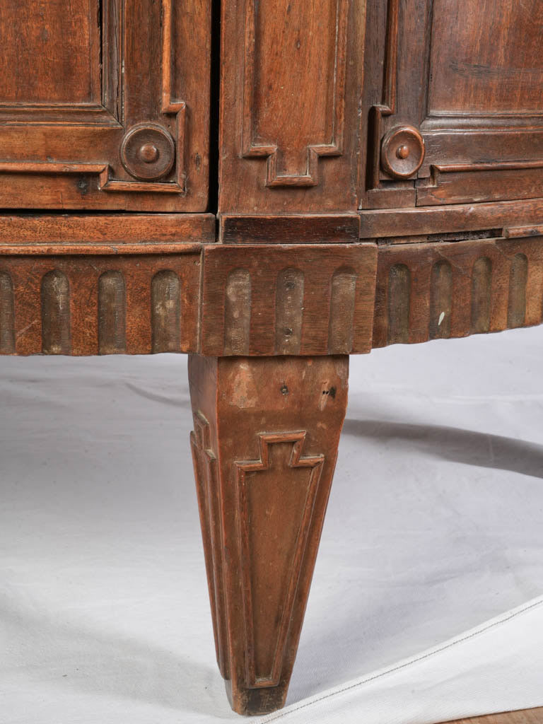 Sculptural walnut demilune entertaining cabinet  