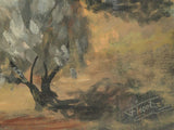 Luminous unframed oil-on-canvas Provençal painting