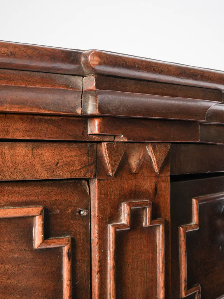 Luxurious walnut demilune serving cabinet  