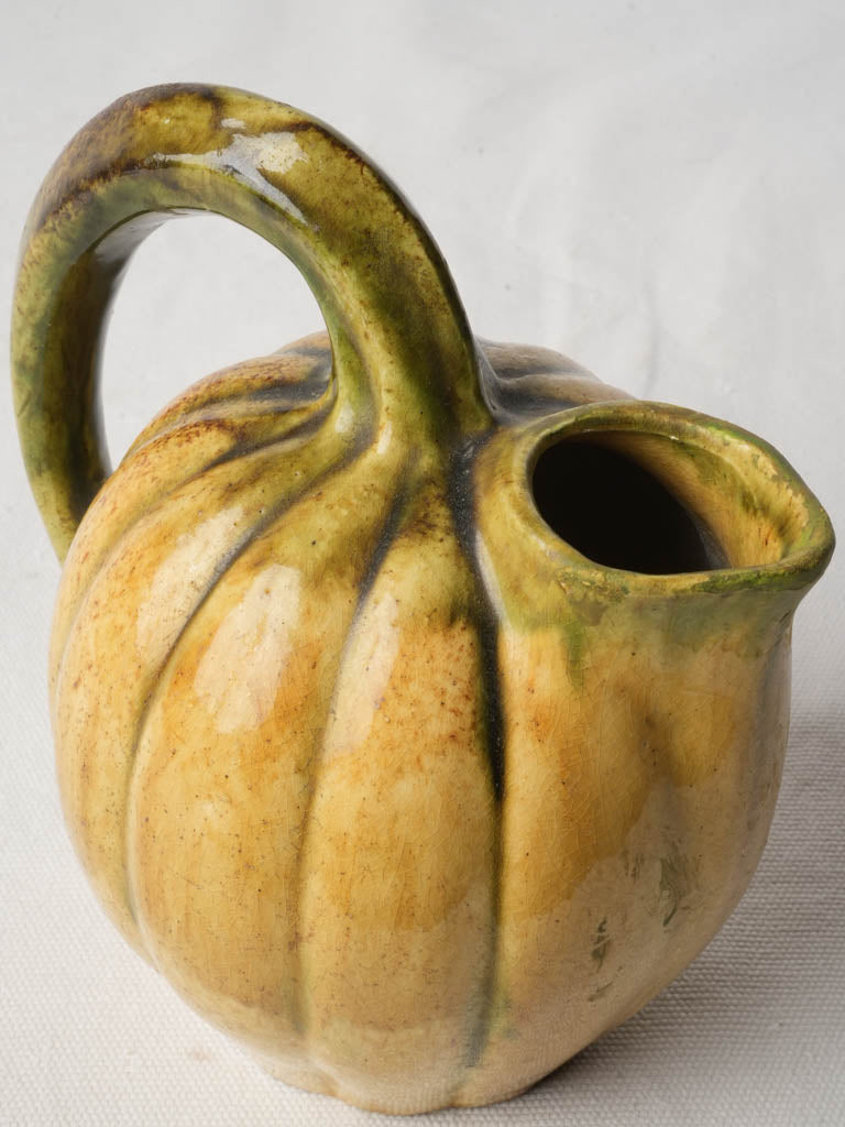 Mid-Century Playful Melon-Shaped Ceramic Pitcher - 7"