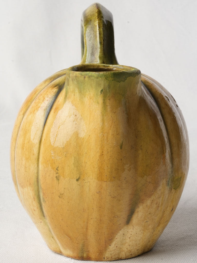 Mid-Century Playful Melon-Shaped Ceramic Pitcher - 7"