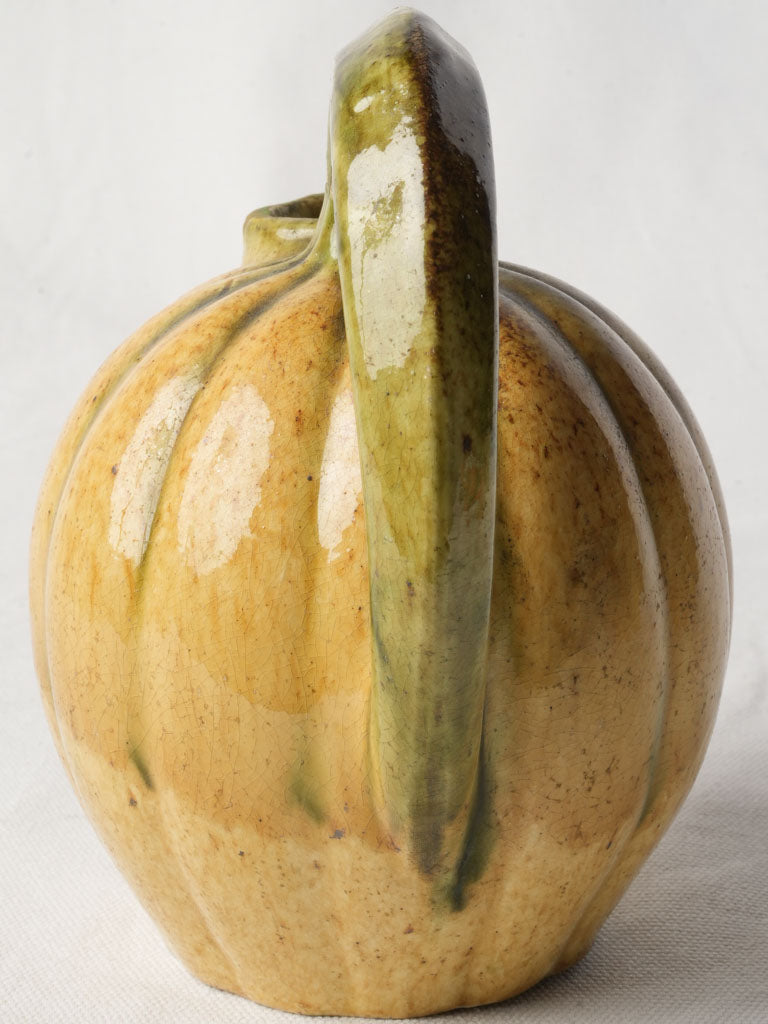 Mid-Century Playful Melon-Shaped Ceramic Pitcher - 7"