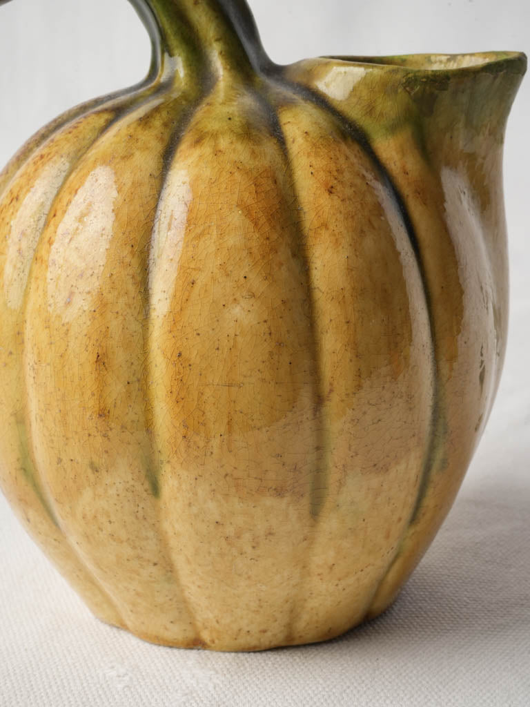 Mid-Century Playful Melon-Shaped Ceramic Pitcher - 7"