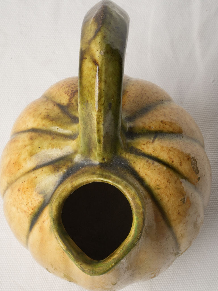 Mid-Century Playful Melon-Shaped Ceramic Pitcher - 7"