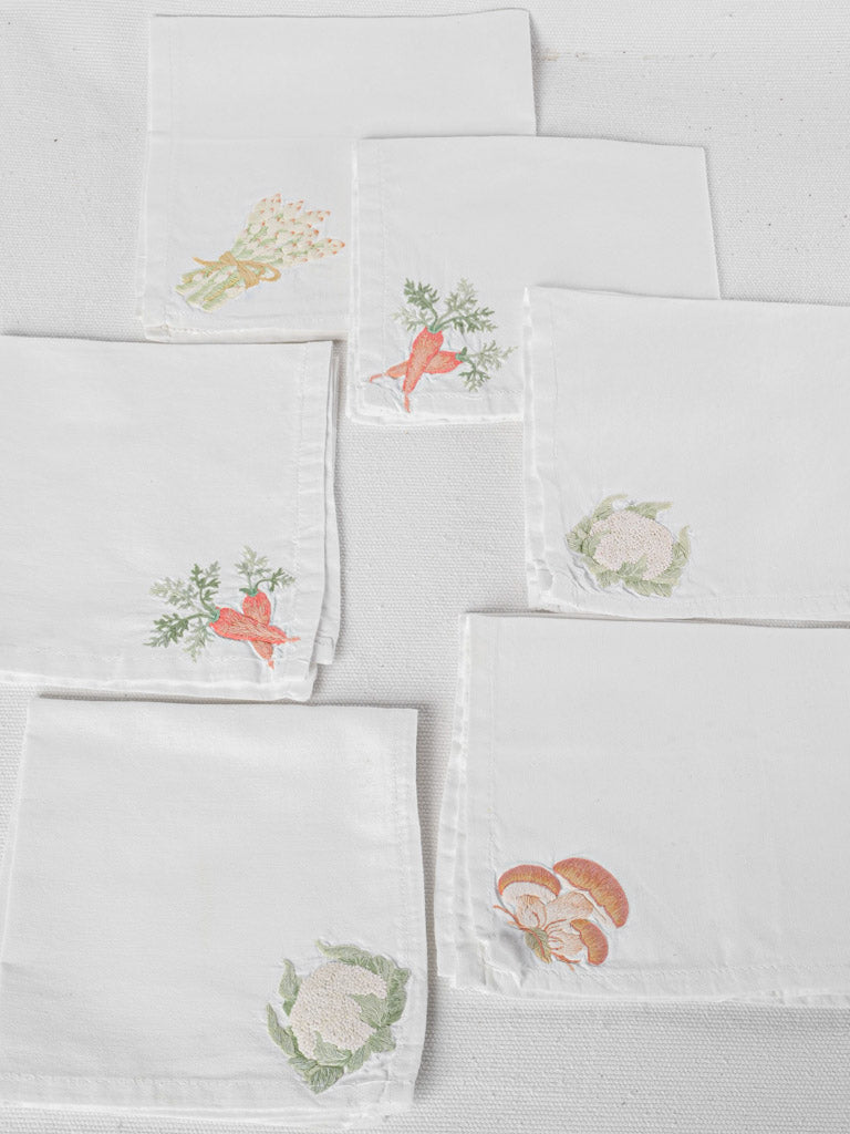 Vintage embroidered cloth vegetable napkins