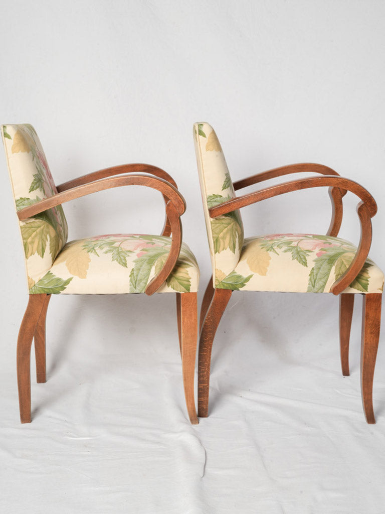 Botanical upholstered French armchairs  