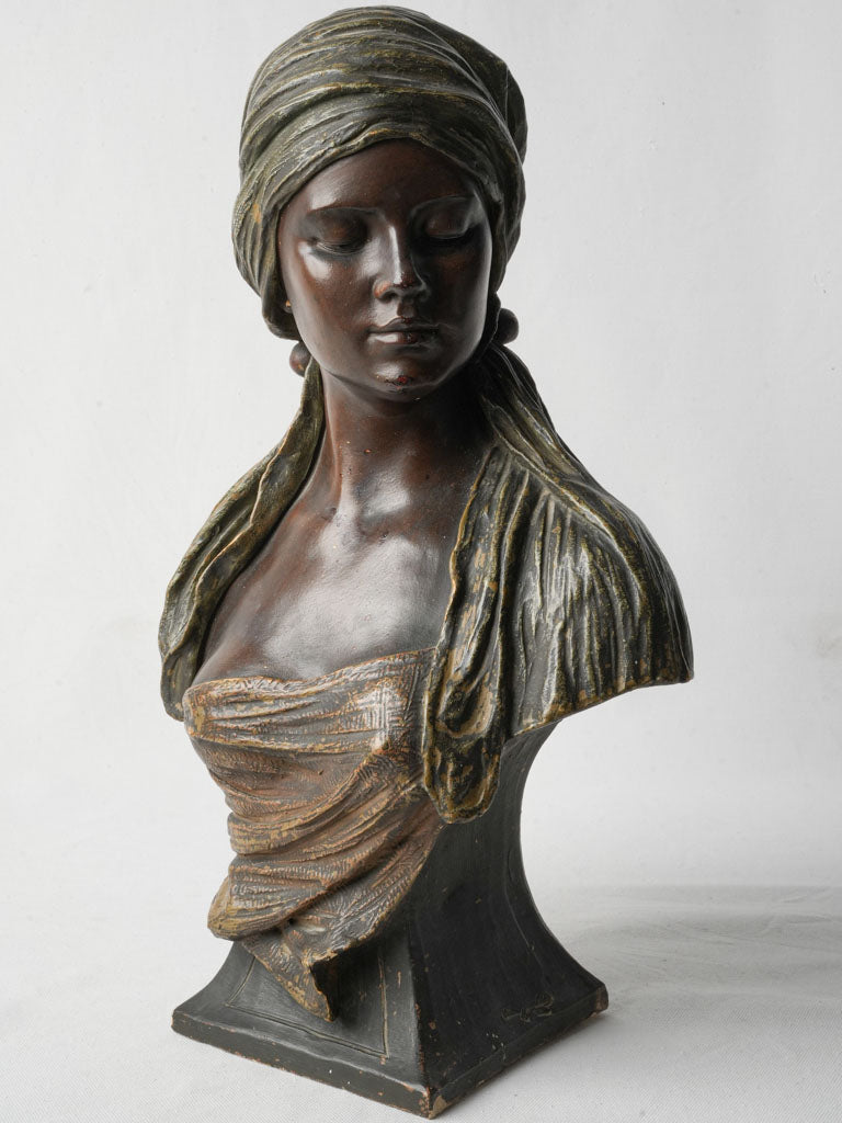 Orientalist Bronzed Terracotta Bust Signed Goldscheider Vienna Circa 1900 - 19¼"